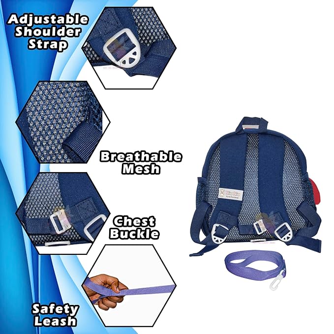 Cute Astronaut Backpack for Toddlers: Blue space-themed bag with a cartoon astronaut in a rocket. Ideal for little explorers.
www.usmile.toys