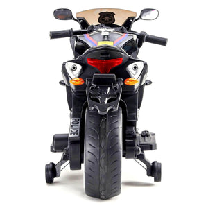 12V electric police bike for kids, black and white ride-on toy. www.usmile.toys