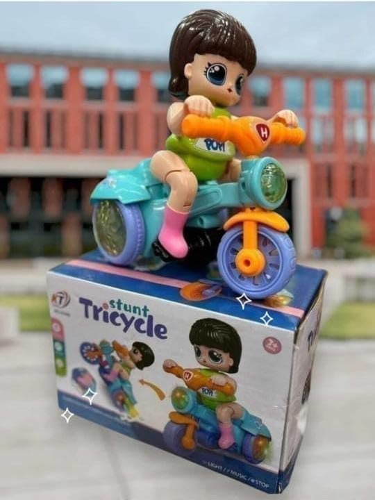360 Degree Rotating Stunt Electric Tricycle Toy for Kids with Light and Sound