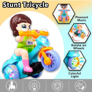 360 Degree Rotating Stunt Electric Tricycle Toy for Kids with Light and Sound