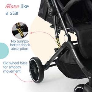 Experience effortless strolls with the Luvlap Alpha Baby Stroller, offering comfort and style for your child with its unique space-themed canopy. Perfect for daily commutes and adventures. Available at uSmile.toys." www.usmile.toys