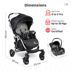 R for Rabbit Baby Travel System Chocolate Ride Baby Stroller & Pram+Infant Car Seat for Kids