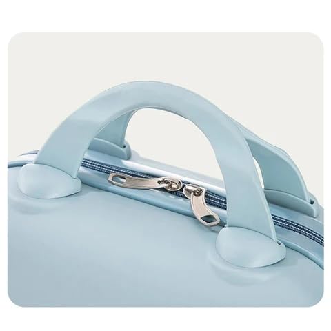 Portable light blue kids travel makeup bag, ideal for little ones to carry their beauty essentials for vacations and sleepovers. www.usmile.toys