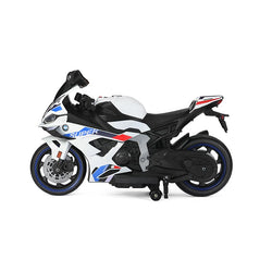 Usmile Toys black battery-powered kids' biggest bike with realistic exhaust pipes, comfortable black seat, and red rim details. www.usmile.toys