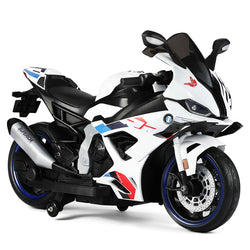 Usmile Toys black battery-powered kids' biggest bike with realistic exhaust pipes, comfortable black seat, and red rim details. www.usmile.toys