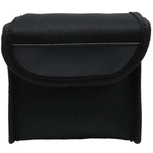 Black pouch with a zipper on a white background