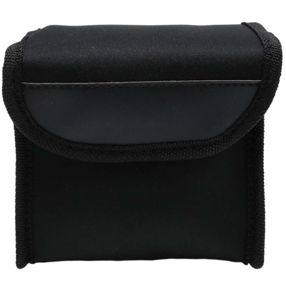 Black pouch with a zipper on a white background