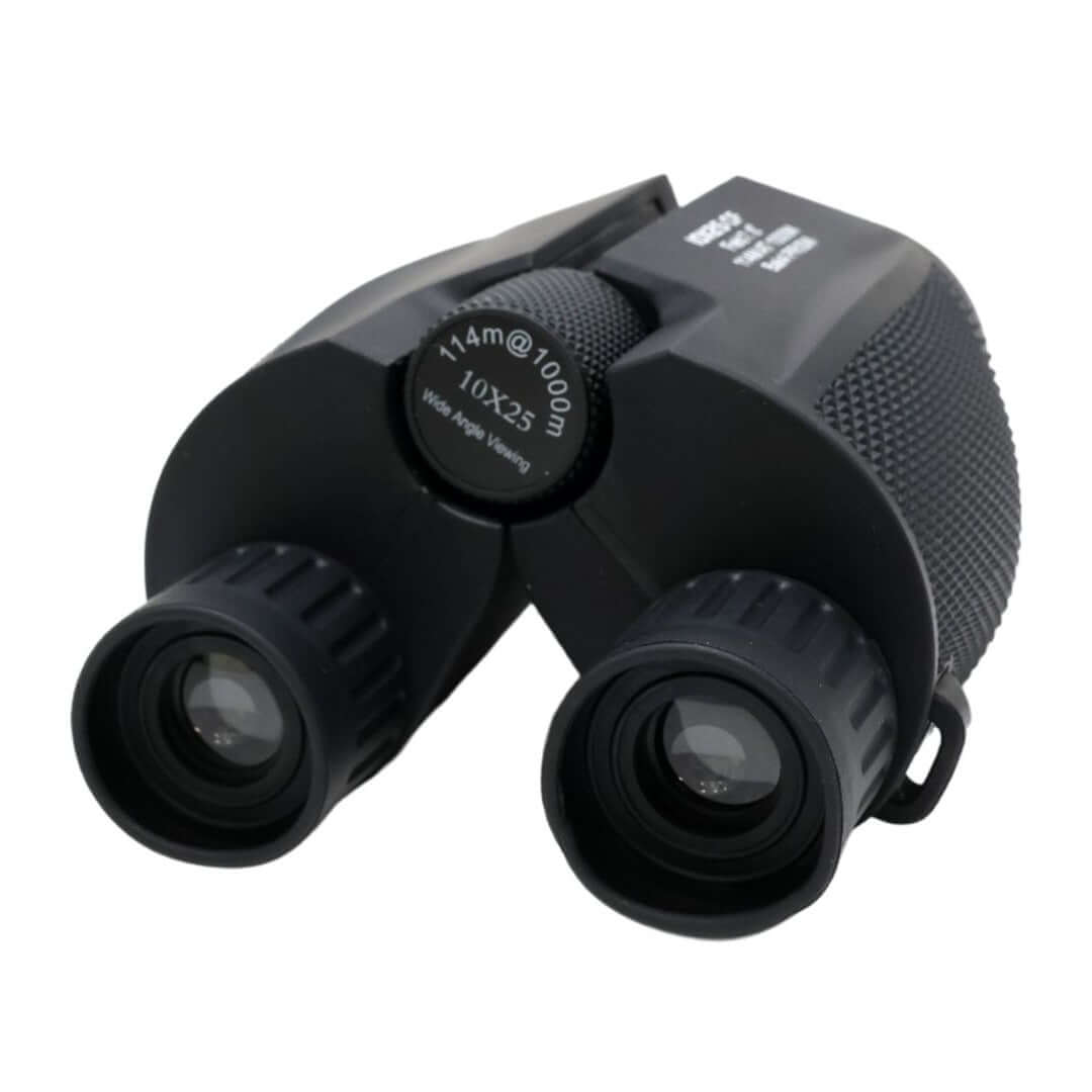 Black binoculars on a white background