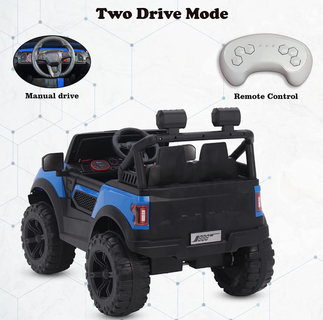 Blue Kids Battery Operated Ride-On Jeep Car with Big Wheels – Available at www.usmile.toys