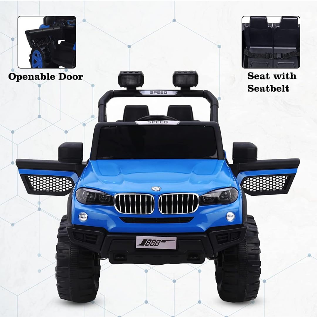 Blue Kids Battery Operated Ride-On Jeep Car with Big Wheels – Available at www.usmile.toys