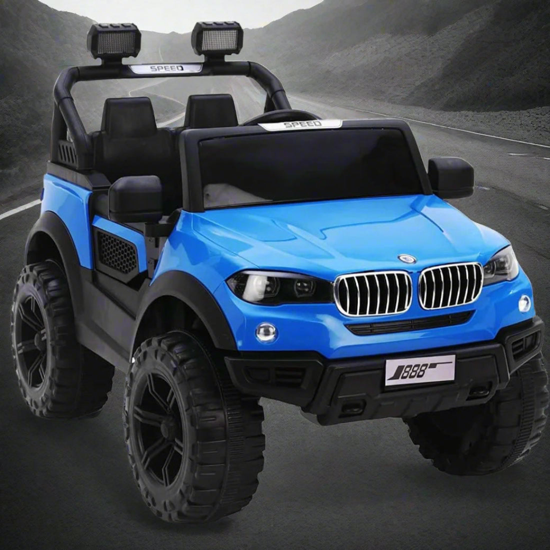 Blue Kids Battery Operated Ride-On Jeep Car with Big Wheels – Available at www.usmile.toys