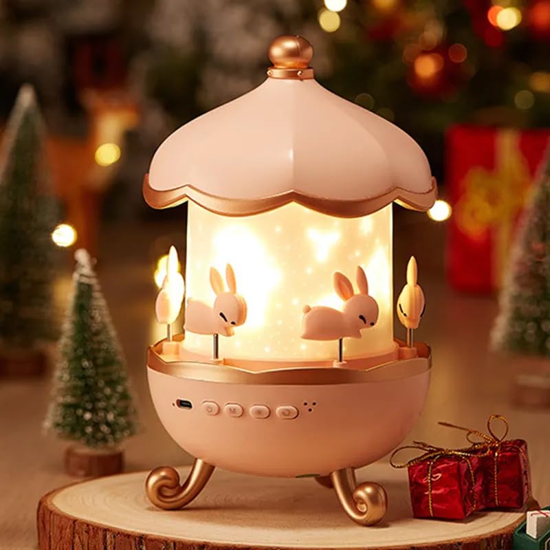 Cute bunny night light projector for kids' room decor, a soothing bedside lamp with rotating bunnies and star projection
www.usmile.toys
