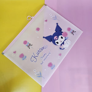 Kuromi Transparent Zipper Pouch – Cute Sanrio-themed stationery bag with floral design, perfect for kids' return gifts. Best kids' return gift online with free delivery across India