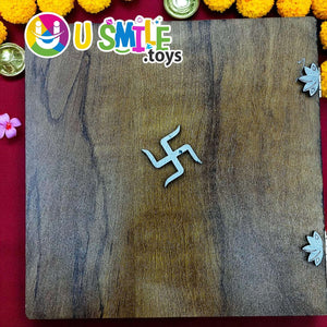 Wooden writing board featuring traditional symbol and decorative elements from U Smile Toys.