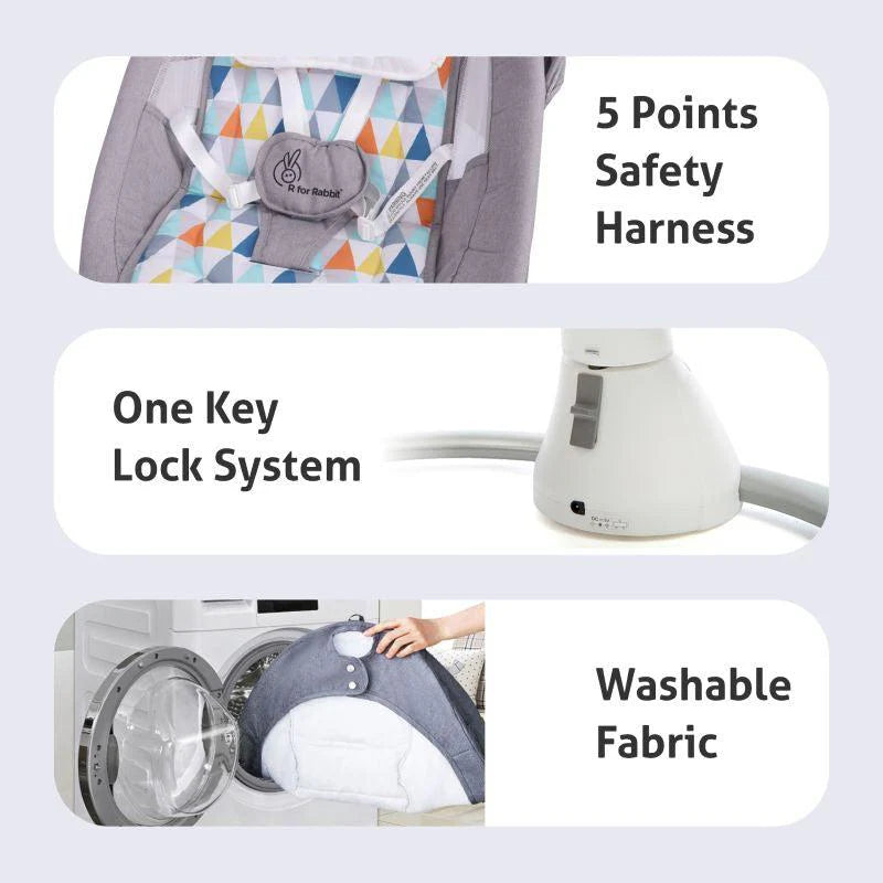 R For Rabbit Cradle And Swing - Cocoon The Smart Auto Baby Swing