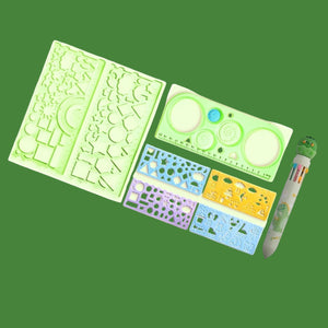 Multicolor Drawing Stencil and Ruler Kit: Contains animal, geometric, and cartoon rulers plus a 10-color pen.
www.usmile.toys