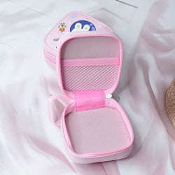 Six colorful cute cartoon square mini zipper pouches with astronaut, bunny, dinosaur, dog, and cloud designs, ideal for coins, earphones, and accessories