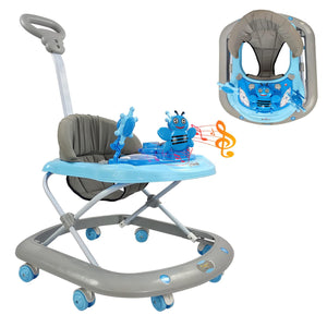 Usmile® baby walker with a cute green caterpillar toy and musical notes design, perfect for infants learning to walk www.usmile.toys