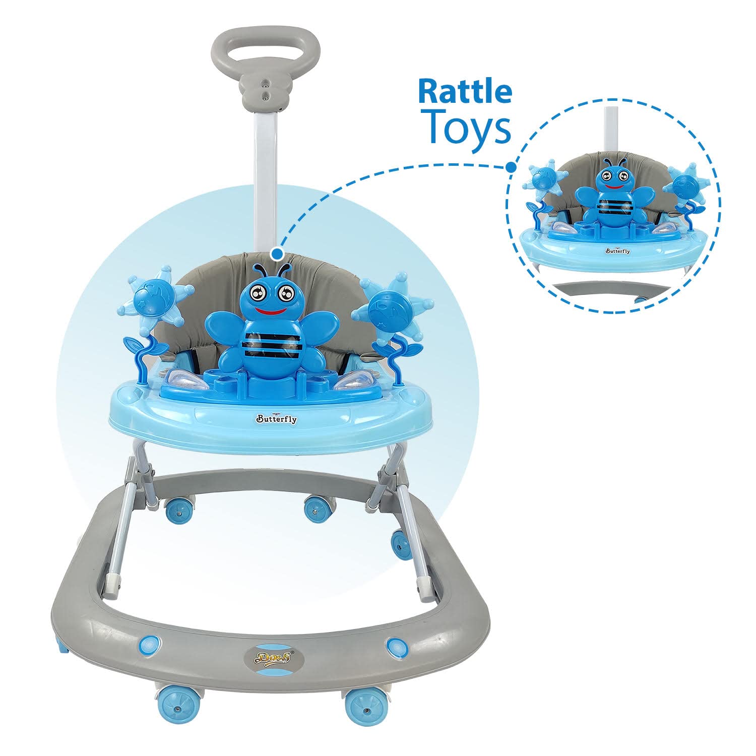 Usmile® baby walker with a cute green caterpillar toy and musical notes design, perfect for infants learning to walk www.usmile.toys