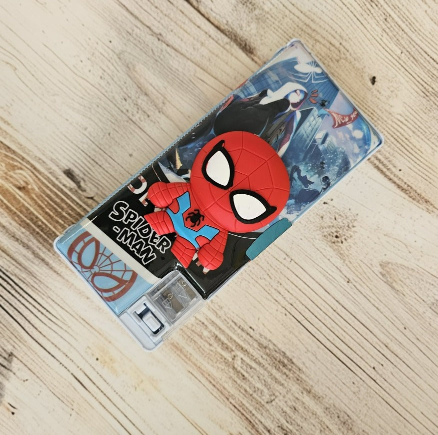 Spider-Man magnetic compass box with inbuilt sharpener, kids' pencil case, shop at www.usmile.toys.
