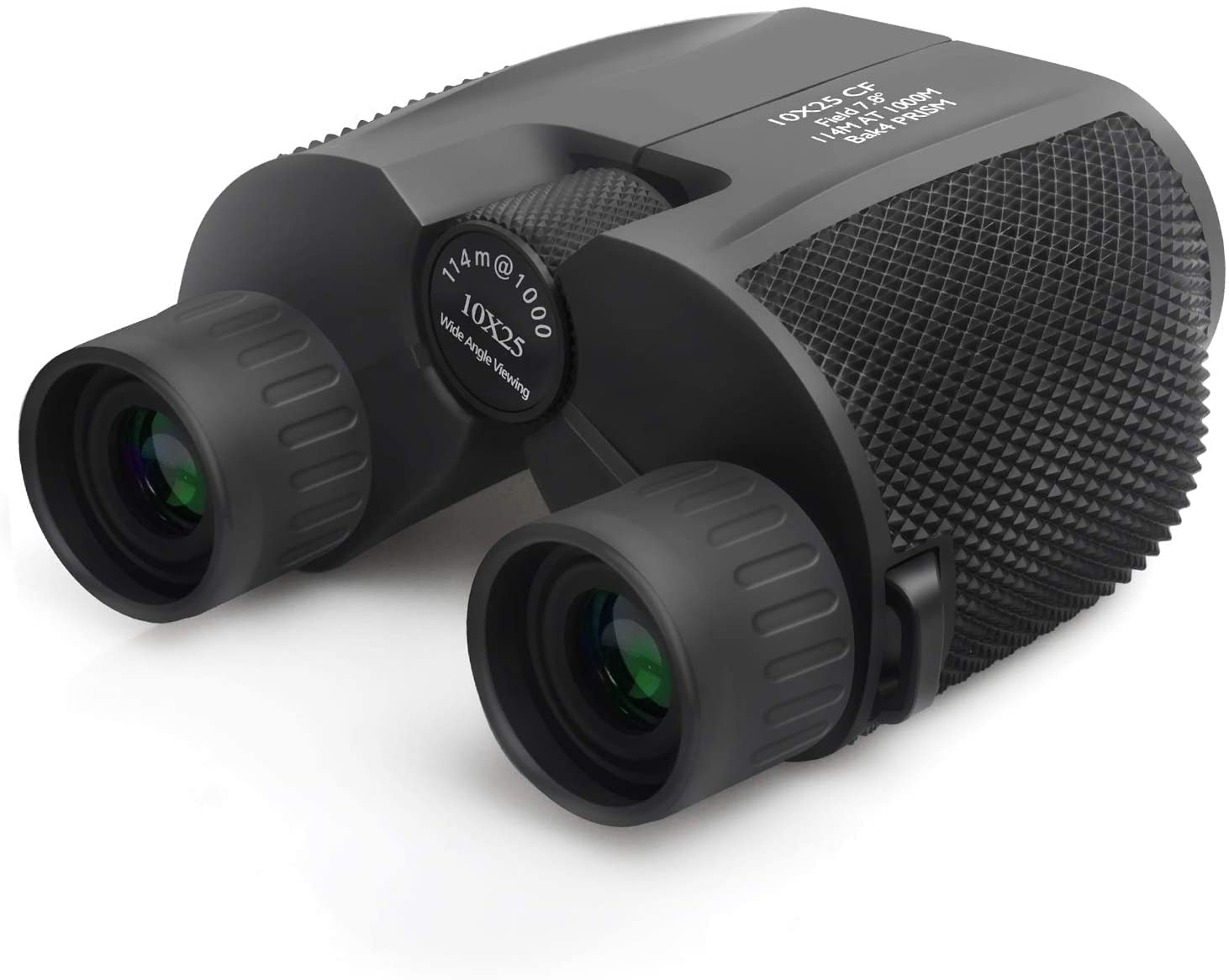 Gray binoculars with brand logo on a white background