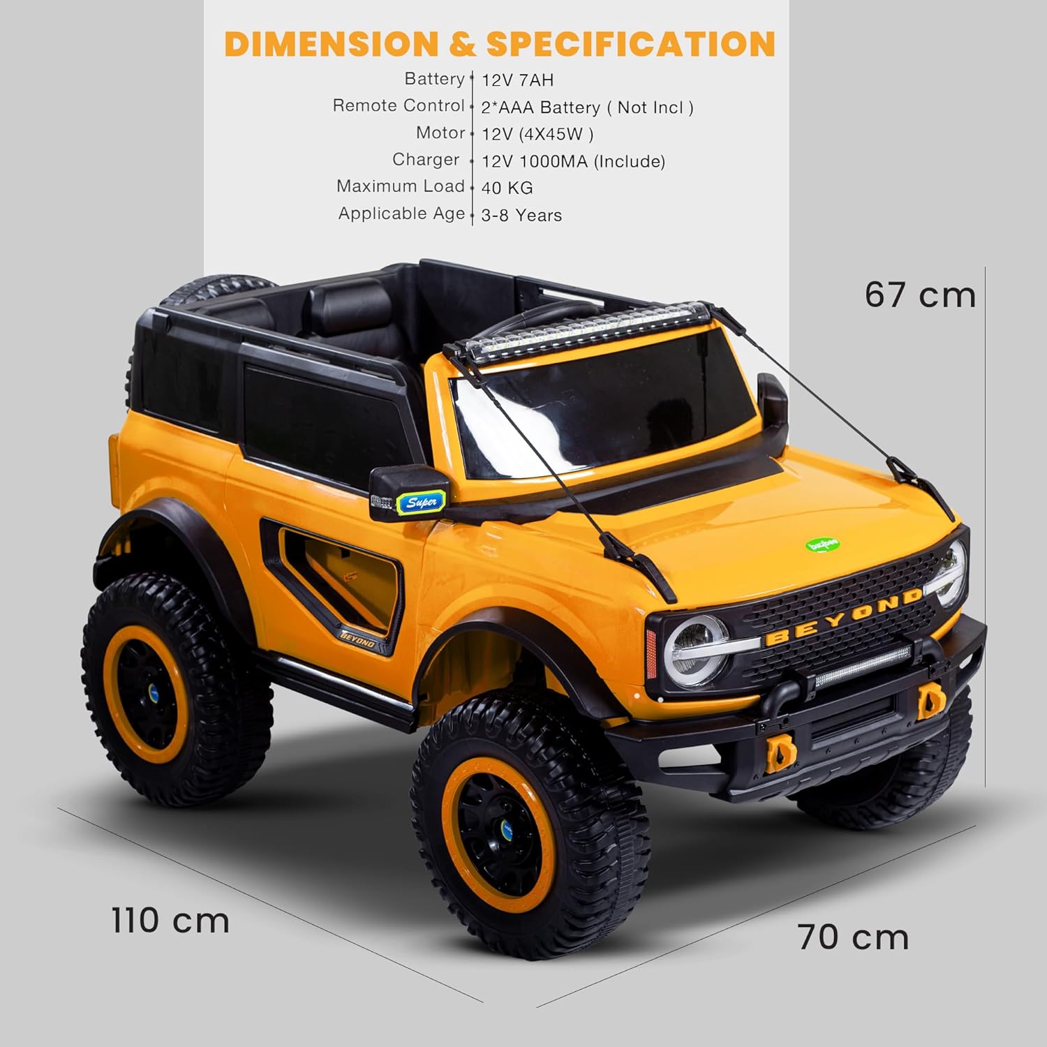 White kids electric jeep toy with lights" www.usmile.toys