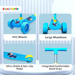 Kidsmate Rider Pro Kick Scooter, blue, 3-wheel LED, 2-12 years. Usmile Toys." www.usmile.toys
