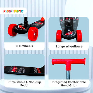 Kidsmate Rider Pro Kick Scooter, blue, 3-wheel LED, 2-12 years. Usmile Toys." www.usmile.toys