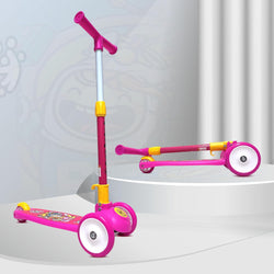Kidsmate Leo Kick Scooter in black, designed for kids with 3 adjustable height settings, broad PVC wheels, and a reliable rare brake. Its foldable design makes storage and transport easy." www.usmile.toys www.usmile.toys 