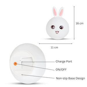 Soft touch silicone rabbit night lamp, offering a gentle and calming glow for children's bedrooms or a playful touch for adult spaces. This adorable LED bunny light is ideal for comforting sleep and ambient lighting. www.usmile.com
