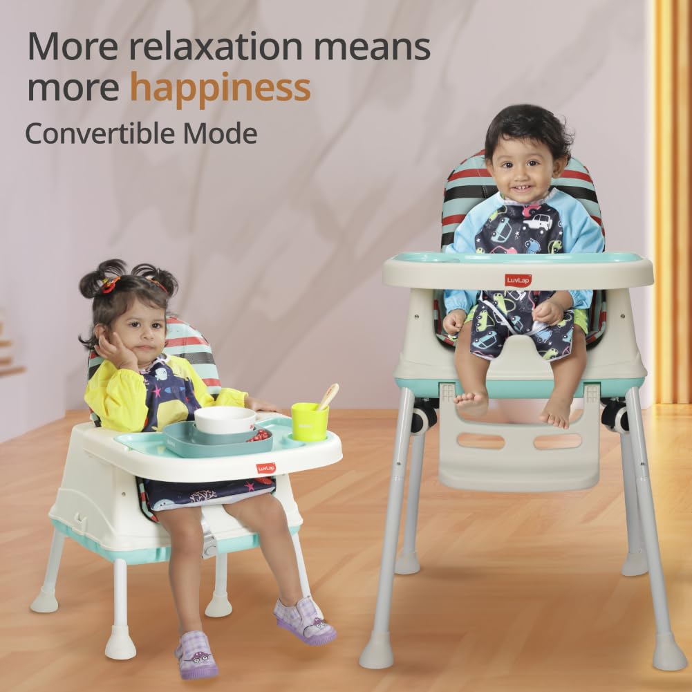 LuvLap 4-in-1 baby high chair and booster seat with wheels and cushion, 6 months to 3 years. www.usmile.toys