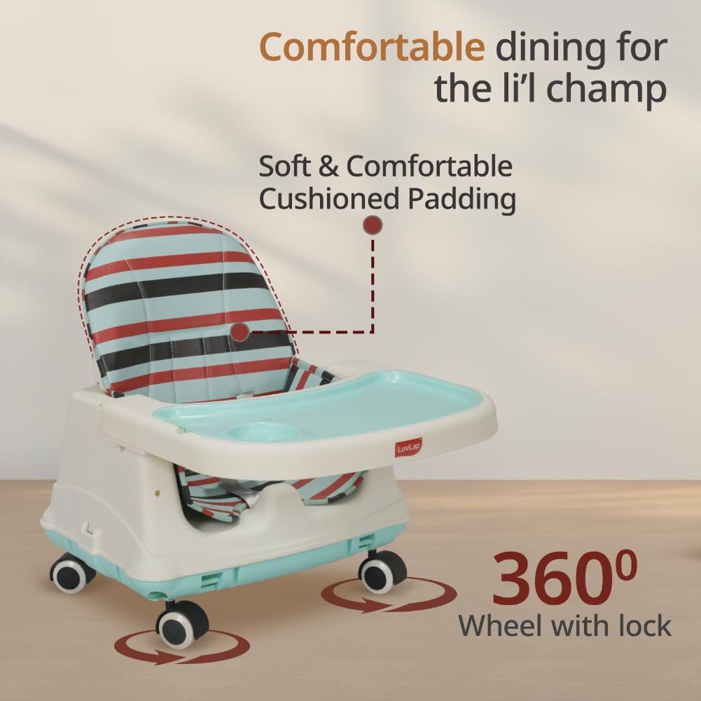 LuvLap 4-in-1 baby high chair and booster seat with wheels and cushion, 6 months to 3 years. www.usmile.toys
