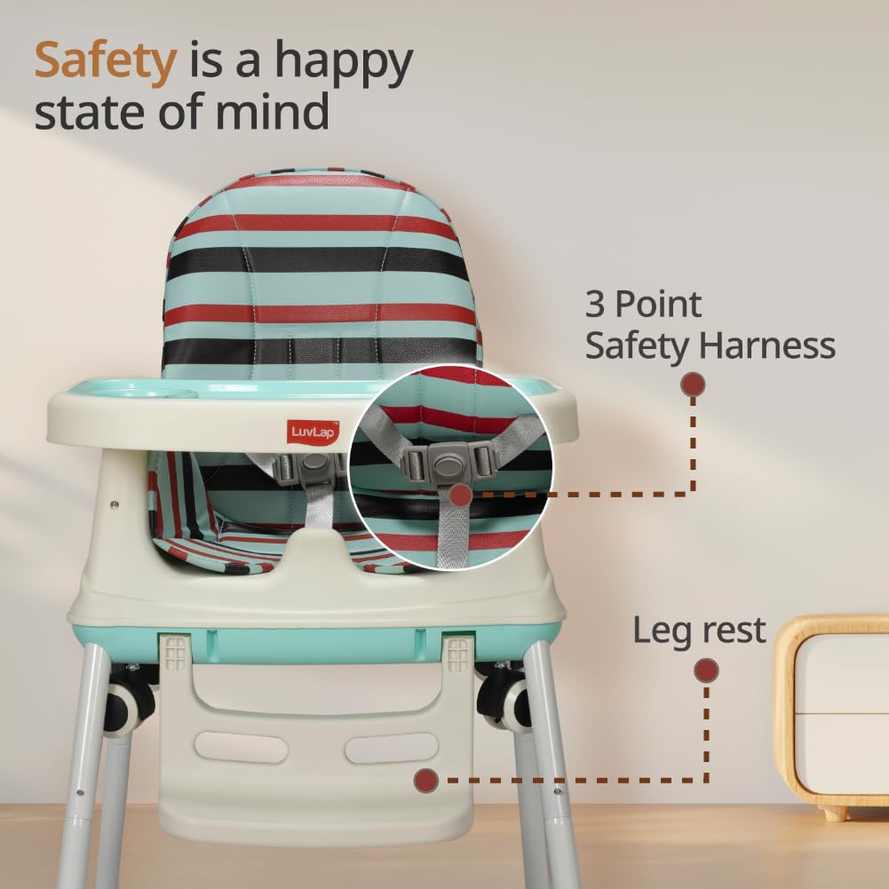 LuvLap 4-in-1 baby high chair and booster seat with wheels and cushion, 6 months to 3 years. www.usmile.toys