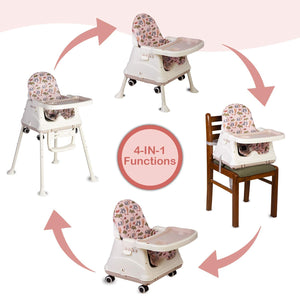 LuvLap 4-in-1 baby high chair and booster seat with wheels and cushion, 6 months to 3 years. www.usmile.toys