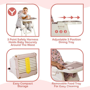 LuvLap 4-in-1 baby high chair and booster seat with wheels and cushion, 6 months to 3 years. www.usmile.toys