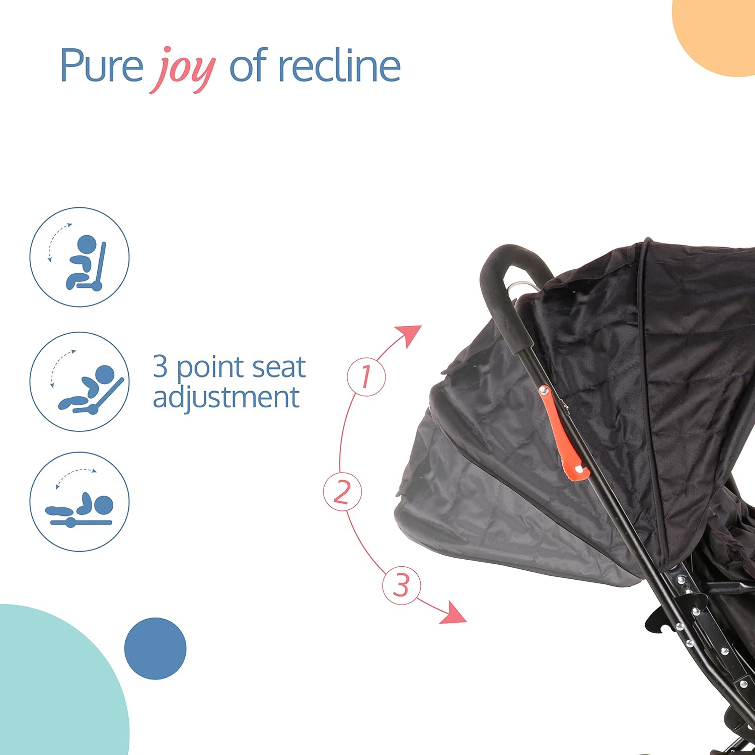 LuvLap Starshine Baby Stroller in black, featuring a canopy, padded seat, and storage basket. A comfortable and safe pram for infants and toddlers on usmile.toys. www.usmile.toys