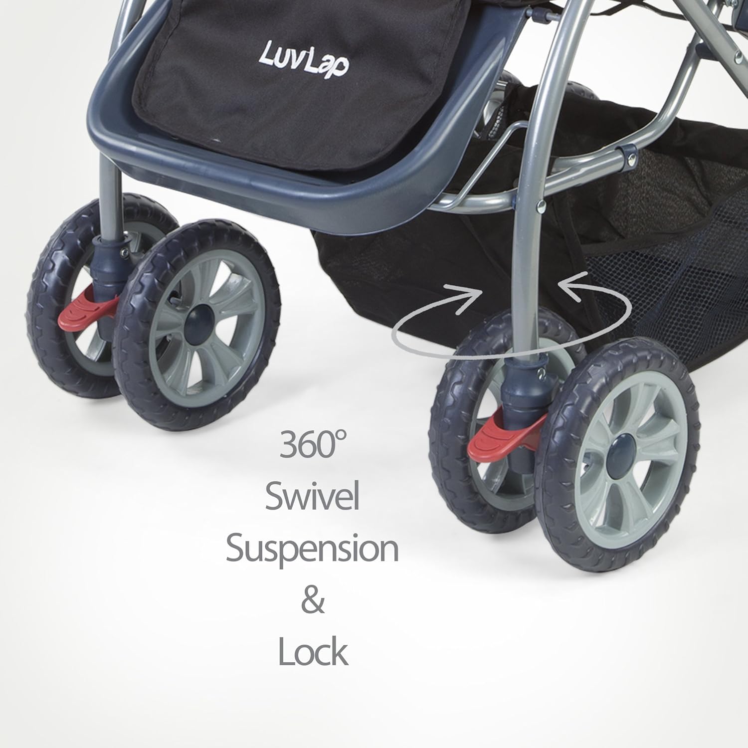 Black LuvLap Starshine baby pram with an adjustable canopy for sun protection, comfortable padded seating, and convenient storage, ideal for everyday use. www.usmile.toys