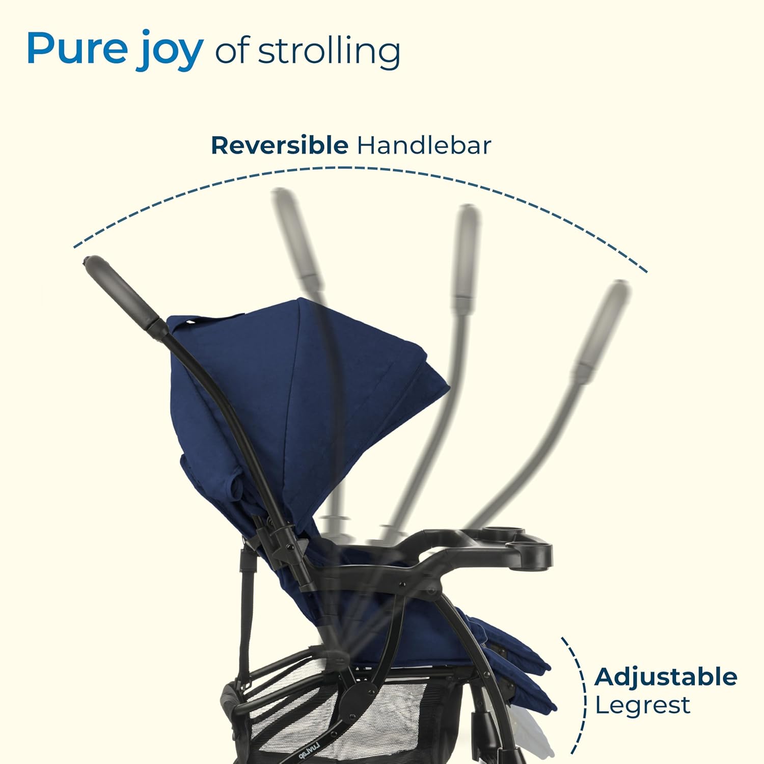 LuvLap Sunshine Plus Baby Stroller in blue, shown both unfolded with canopy and tray, and compactly folded for travel. Ideal lightweight and portable pram for infants and toddlers on usmile.toys. www.usmile.toys