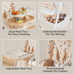 Marshmallow Lite 6-level adjustable baby high chair with bear design for feeding. www.usmile.toys
