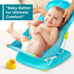 Safe and comfortable baby bathing chair for newborns, making bath time easy and fun with a vibrant turtle design. www.usmile.toys