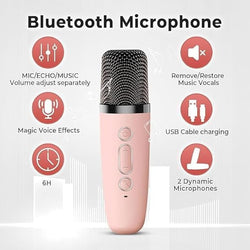 Fun LED portable speaker and microphone set for kids, perfect for sing-alongs, parties, and entertainment. www.usmile.toys