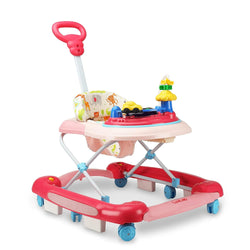 LuvLap Comfy 2-in-1 Baby Walker & Rocker with Parental Push Handle, Anti Fall, Anti Skid Mechanism, Height Adjustable with Light, Rattle & Musical Toys, Cushioned Walker for Baby