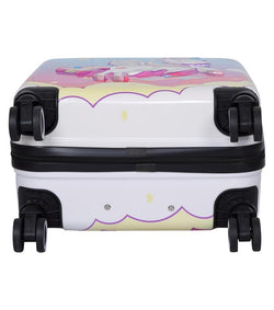 Premium kids luggage with vibrant 3D unicorn and rainbow design, durable trolley bag with spinner wheels for travel. www.usmile.toys