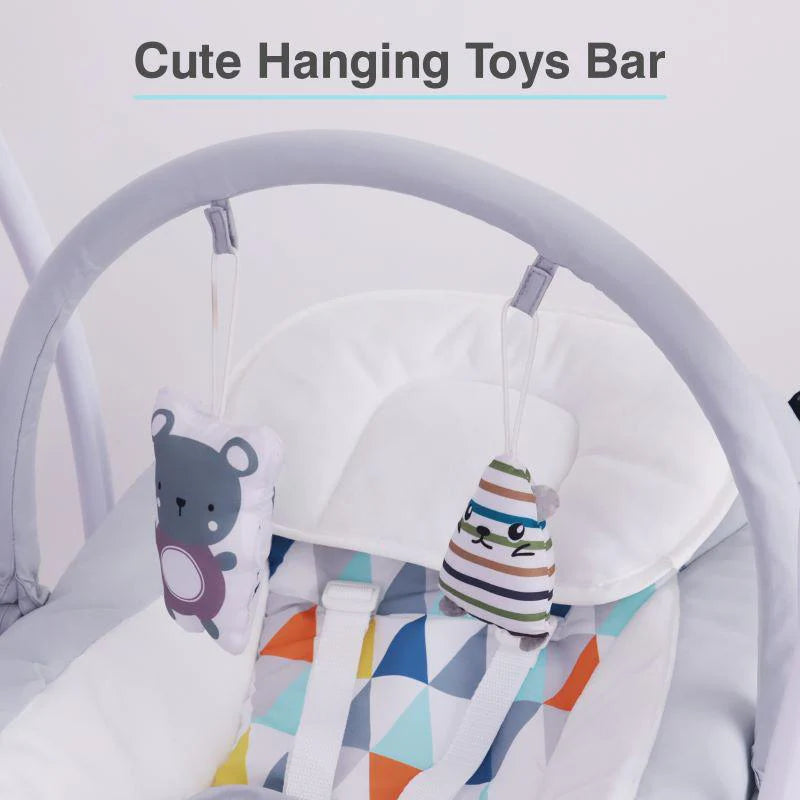 Comforting R for Rabbit automatic baby swing, providing gentle motion and entertainment for peaceful babies. www.usmile.toys