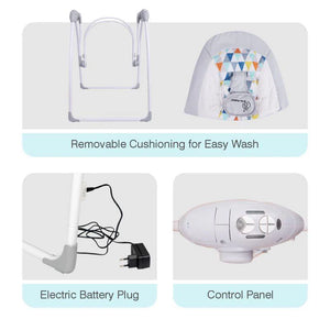 Comforting R for Rabbit automatic baby swing, providing gentle motion and entertainment for peaceful babies. www.usmile.toys