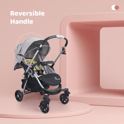  R for Rabbit Baby Travel System with a grey stroller and infant car seat, offering a complete solution for safe and convenient baby and kids transportation, with colorful accents. www.usmile.toys