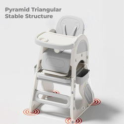 Alt text: R for Rabbit Grow N Play kids high chair and toddler table set, 5-in-1 convertible design. www.usmile.toys