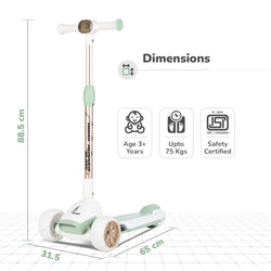 "R for Rabbit Road Runner Blaze Scooter, grey, foldable, LED, music, 4-level adjustable. Usmile Toys." www.usmile.toys