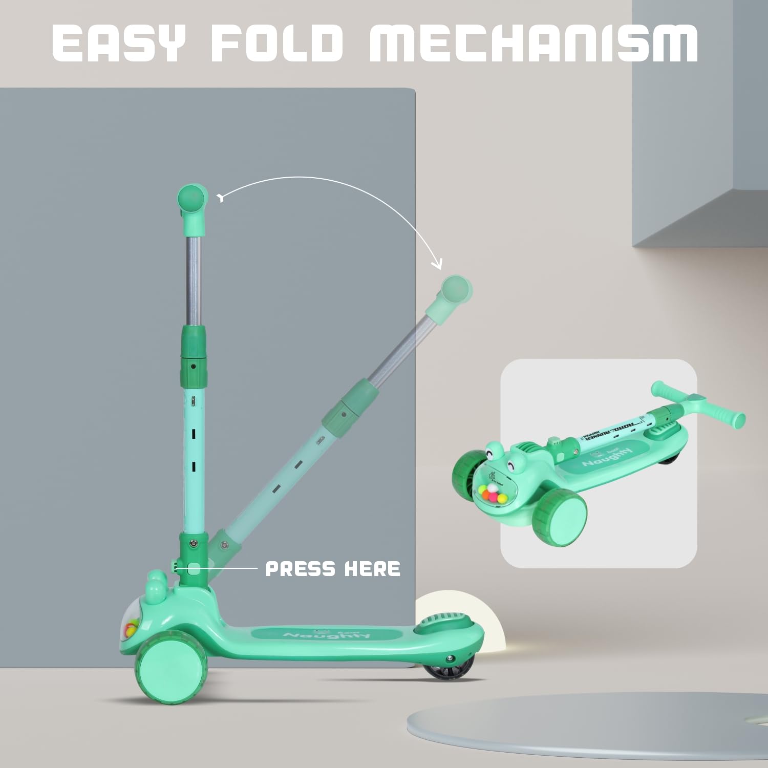 The R for Rabbit Road Runner Hopper, a foldable 3-wheel kick scooter for children aged 3 years and up. This durable and stable scooter comes in a cheerful blue color with vibrant LED light-up wheels and a unique front design, perfect for stimulating active play and developing motor skills. Available at Usmile Toys." www.usmile.toys