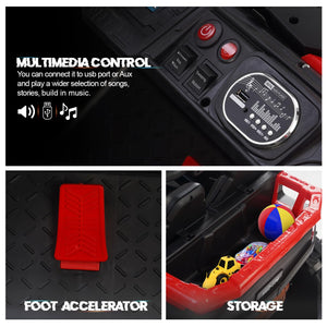 Kids' large electric ride-on UTV jeep in red, perfect for toddlers and young children with parental remote control WWW.USMILE.TOYS